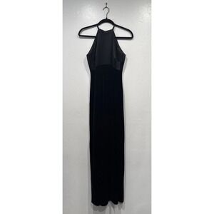 VTG 90s Laundry By Shelli Segal Black Satin Velvet Maxi Dress 4 Whimsigoth PROM